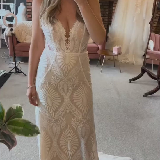 Beach Spaghetti Straps Wedding Dress Boho Mermaid Bridal Gown Video