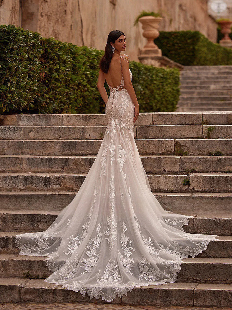 Bridevia | Elegant Lace Wedding Dress Mermaid Bridal Gown #MWA18